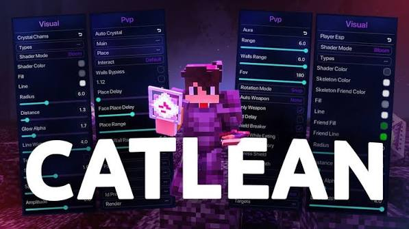 Catlean client preview with purple interface and character artwork